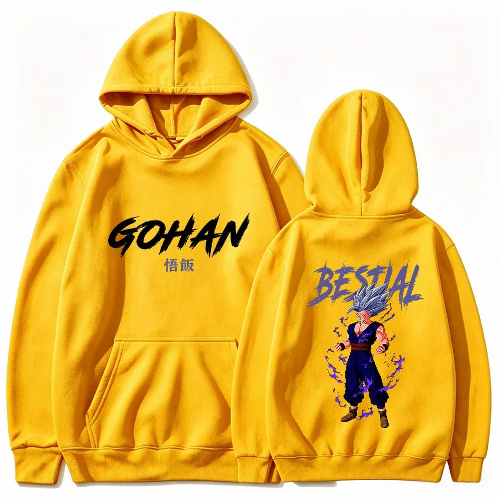 Gohan Hoodie Beast Dragon Anime Purple Lightning Aura Streetwear Aesthetic White Oversized Casual Sport Sweatshirts