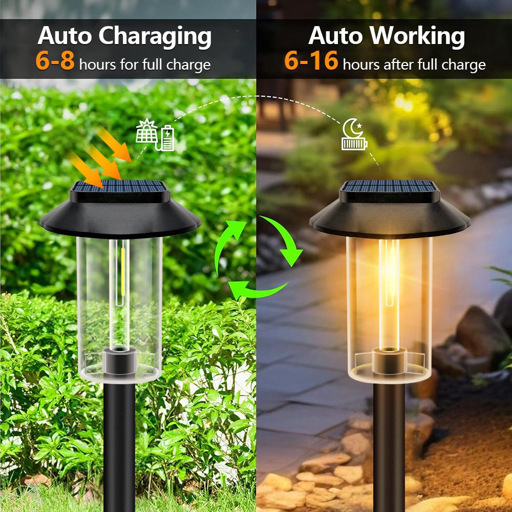 2 Pack Solar Lights Outdoor Waterproof Bright Solar Pathway Lights Auto On/Off LED Landscape Lighting for Yard Garden Walkway