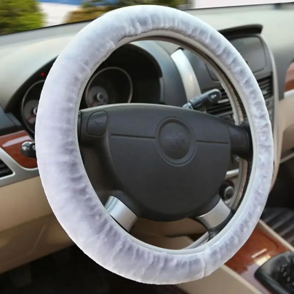 Universal 37-38 cm de diâmetro macio pelúcia strass capa de volante de carro acessórios interiores capa de direção estilo de carro