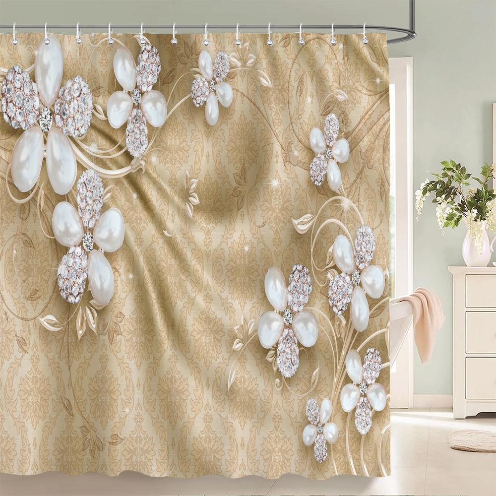 3D European Retro Style Flower Printed Shower Curtain Polyester Waterproof Home Decor Bathroom Curtain With Hook 180X200Cm