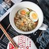 Instant Noodle Bowl with Handle Large Capacity Ramen Bowl Creativity Lid Ceramic Instant Lunch Bowl Cute Design Japanese Cup