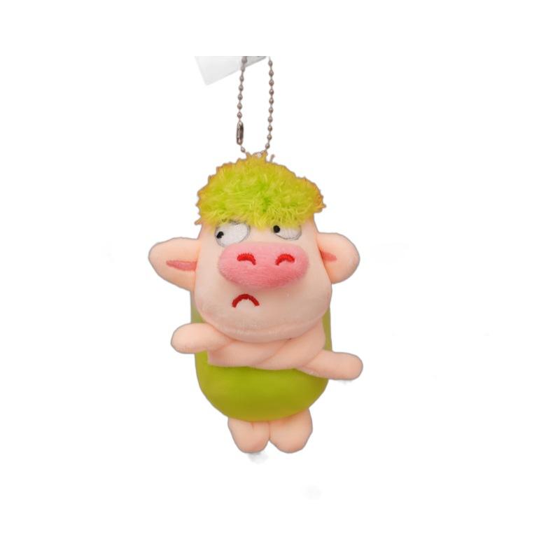Animal Adorable Keychain Funny Green Hair Plush Animals Angry Pig Doll Pendant Backpack Decoration Soft Stuffed Toy Gift