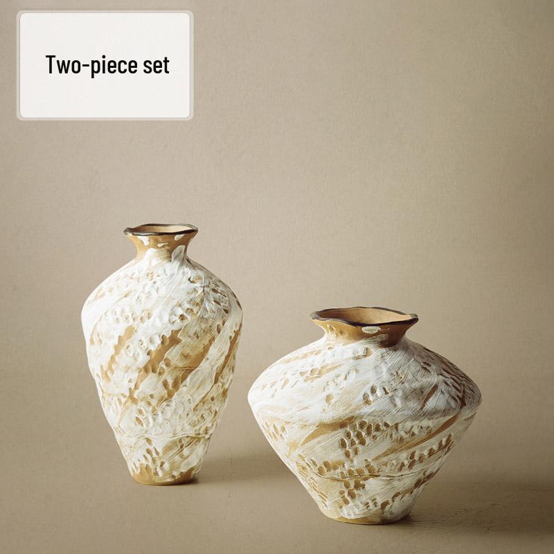 Jingdezhen Wabi-Sabi Keramikvase für Trockenblumen - Retro-Stil für Wohnzimmer oder Esstisch