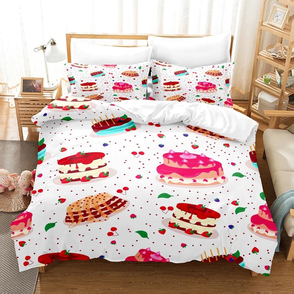 Bedding Set Pink Love Heart Duvet Cover Boys Fashion Quilt Cover Girls Room Cute Sweets Bedding King/Queen Duvet Cover Set
