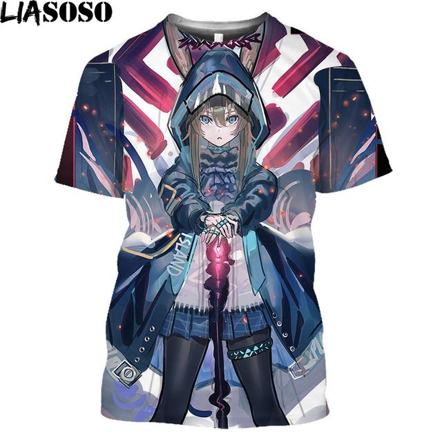 Arknights Vintage T Shirt Men Anime Cosplay Arknights Graphic Tee Casual O-Neck Kawaii Clothes Summer Short Sleeve Plus Size Tops