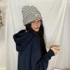 Luochi Korean Style Striped Knit Hat - Slimming & Versatile for Autumn/Winter