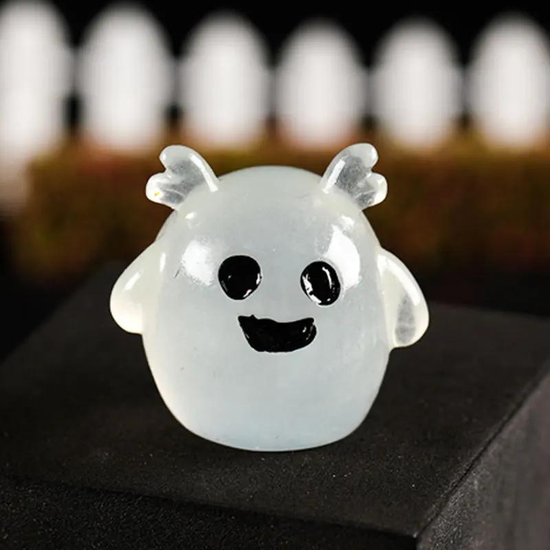 Halloween Glow in Dark Figurines Luminous Ghost Mini Resin Ornament DIY Micro Landscape Cute Cartoon Statue Desktop Decor Party