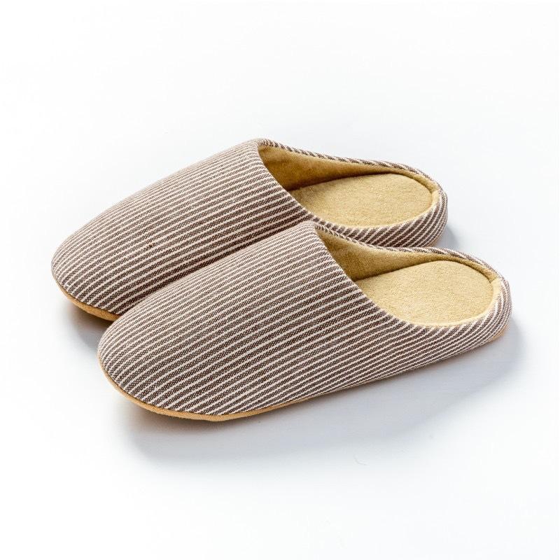Japanese Silent Cotton Slippers Women's Four-season Mopping Floor Soft Sole Velvet Warm Home Indoor Silent Couple Confinement Shoes