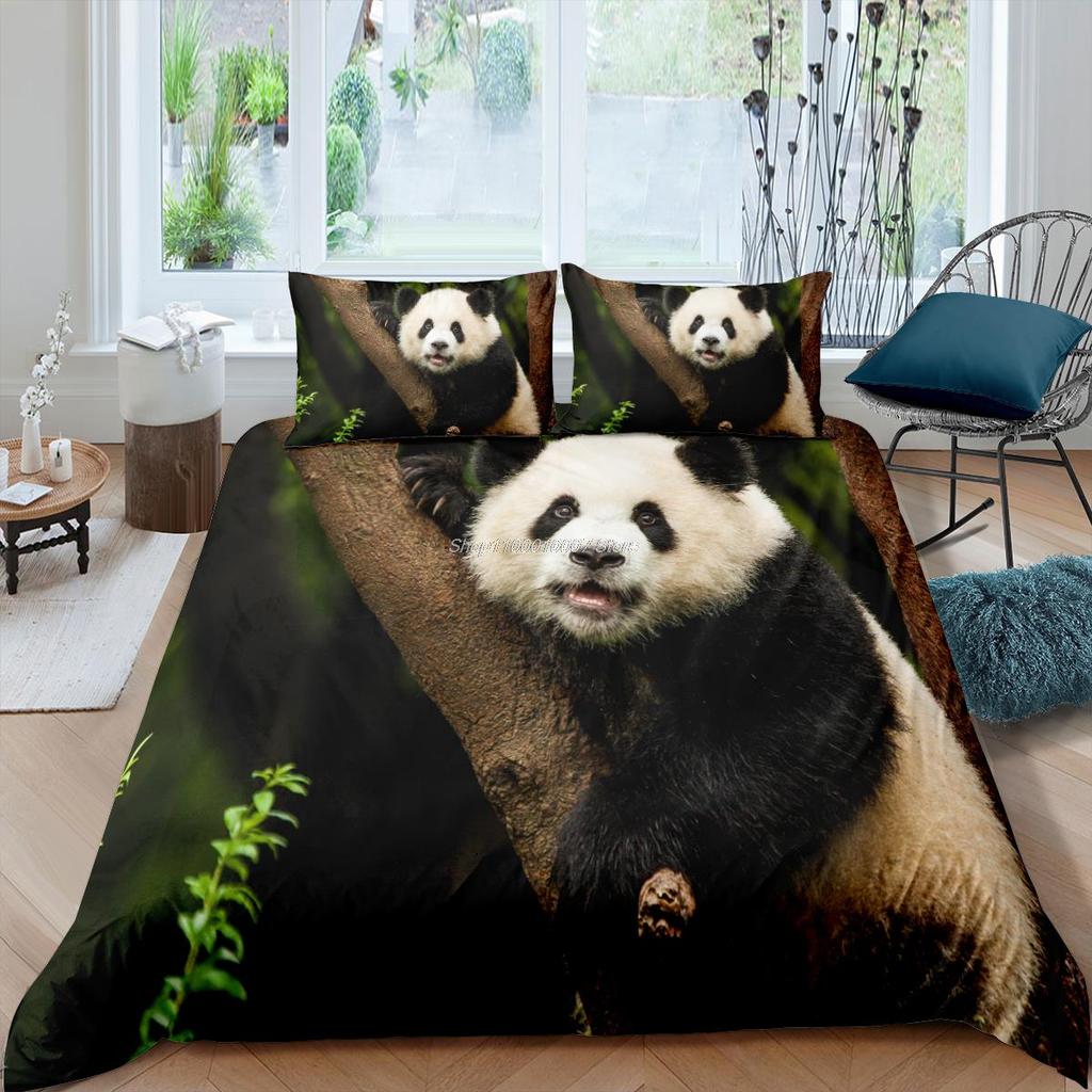3D Panda Bedding Set Lovely China Black White Animal Duvet Cover King Queen Bamboo Comforter Cover 2/3Pcs Quilt Cover