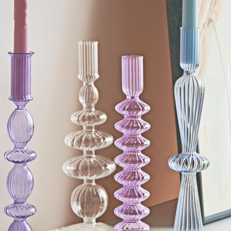 Glass Candle Holders Nordic Decor Taper Candle Holder Candlesticks for Home Wedding Room Decoration Party Vase Home Decor