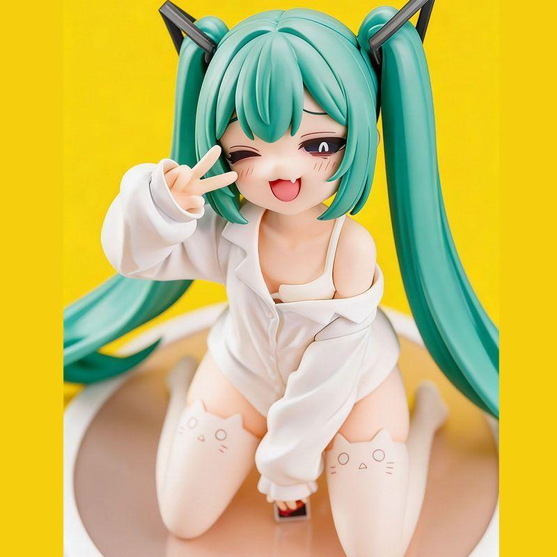 

Новая фигурка Хацунэ Мику с кошачьими ушками, короткий рукав, пижама, аниме-девочка, модель, статуэтка, мультяшное украшение для рабочего стола, коллекционная статуэтка, игрушка no box