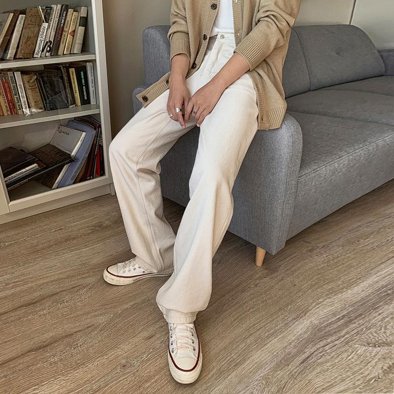 Autumn new white casual trousers men's straight loose wide-leg trousers trendy pants