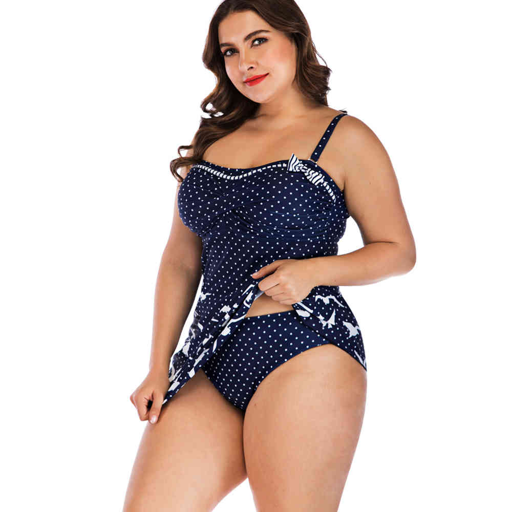 Plus Size Women Tankini Swimsuits Two Piece Swimsuit Print Loose Fit Swimwear