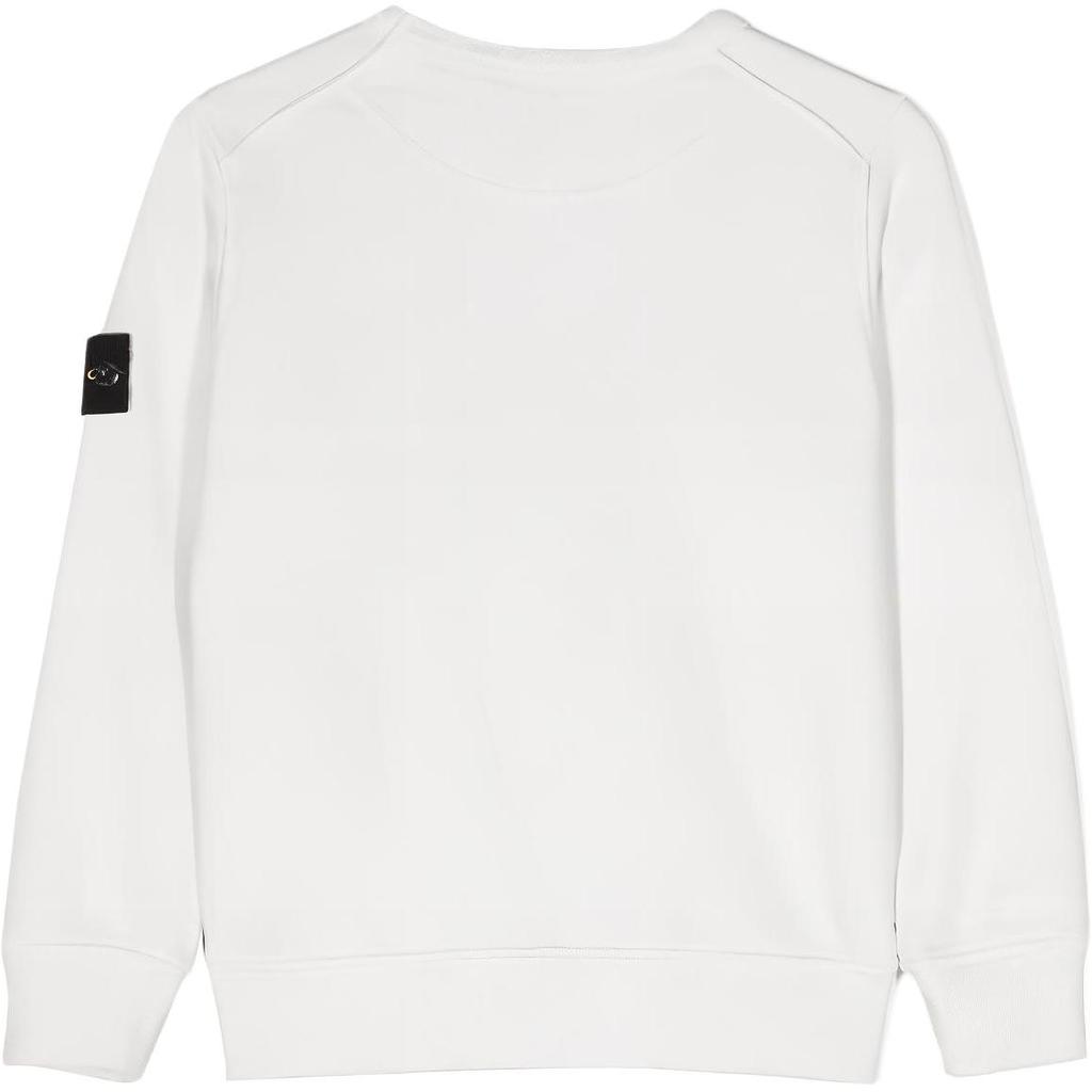 STONE ISLAND Sweatshirt Logo Patch Crew Neck Loose Fit Long Sleeve Kids Tops Ivory 791661320-V0093