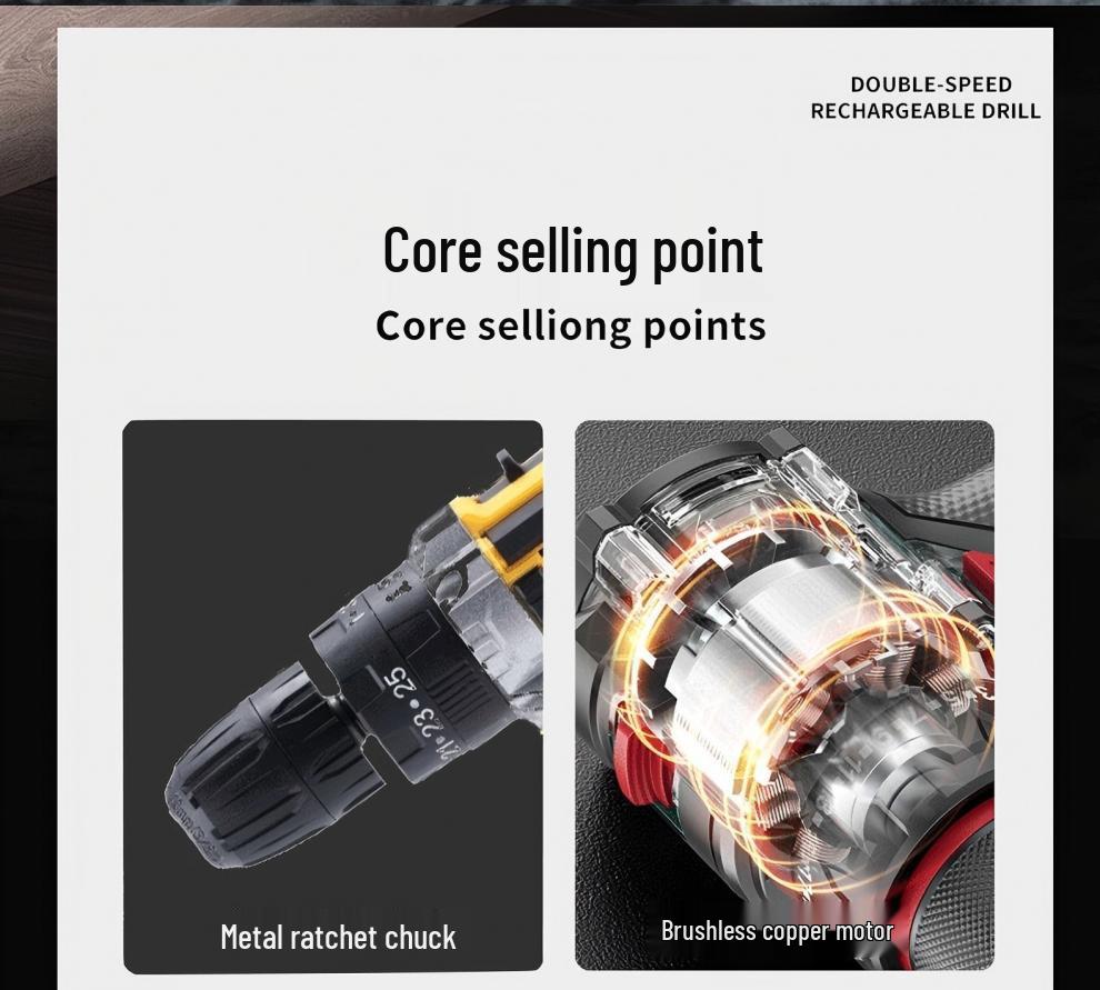 Multifunctional Rechargeable Lithium Impact Drill Set - Handheld Electric Pistol Drill for Home Use