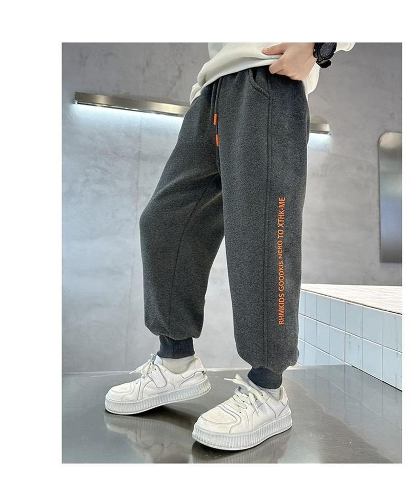 Boys Thick Lambswoolen Pants Winter Teenager Plush Velvet Trousers Children Cotton Sports Pants Big Kids Warm Snow Clothing