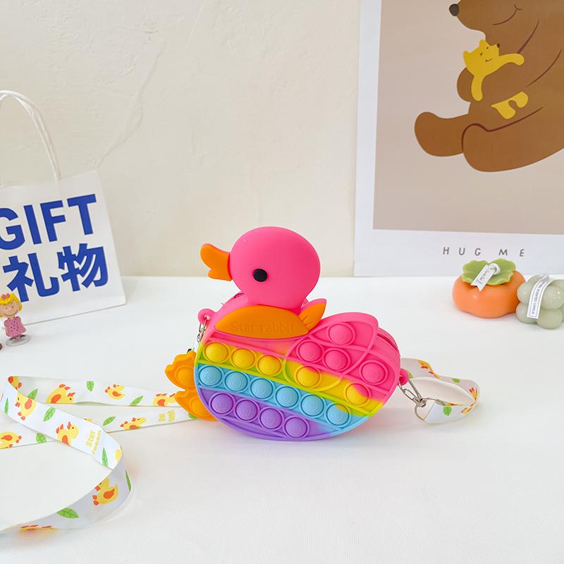 Dziecięca urocza urocza torba listonoszka z kaczką kontrola szczurów pionier prasy uszczypnięcie muzyka silikonowa torba dziewczynka małe dziecko dziecko torba na drobiazgi