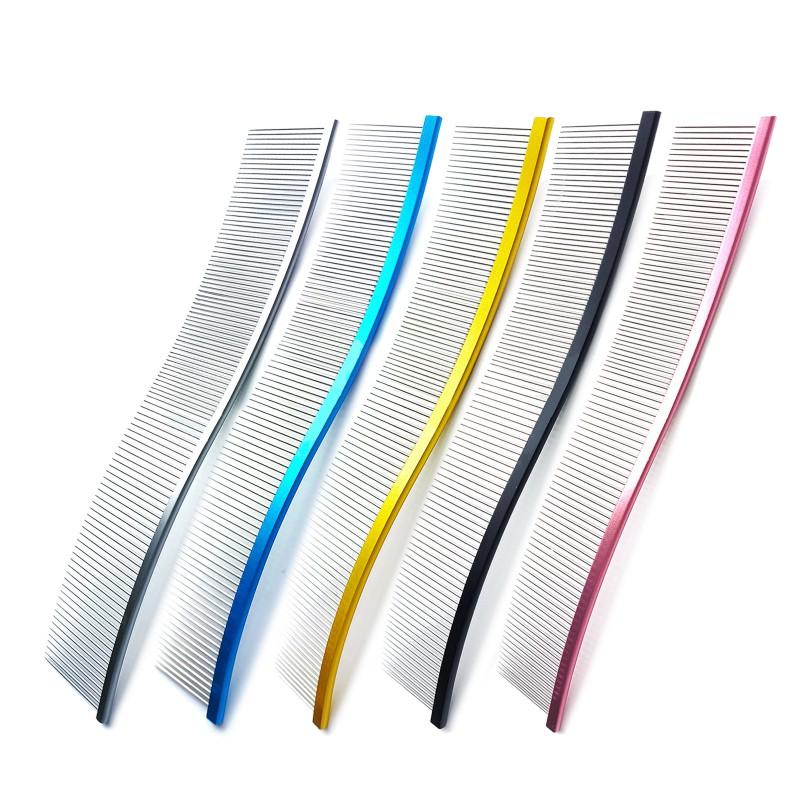 Pet Grooming Comb With S-Curve Design Detangling Shedding Control Smooth Brushing - Aluminum Alloy 220mm Length