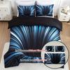 Juego de Funda Nórdica de 3 piezas azul y negro Funda de Cama 3D, Decoración de Dormitorio para Hombres Mujeres Adultos Tejido cómodo y suave sin relleno