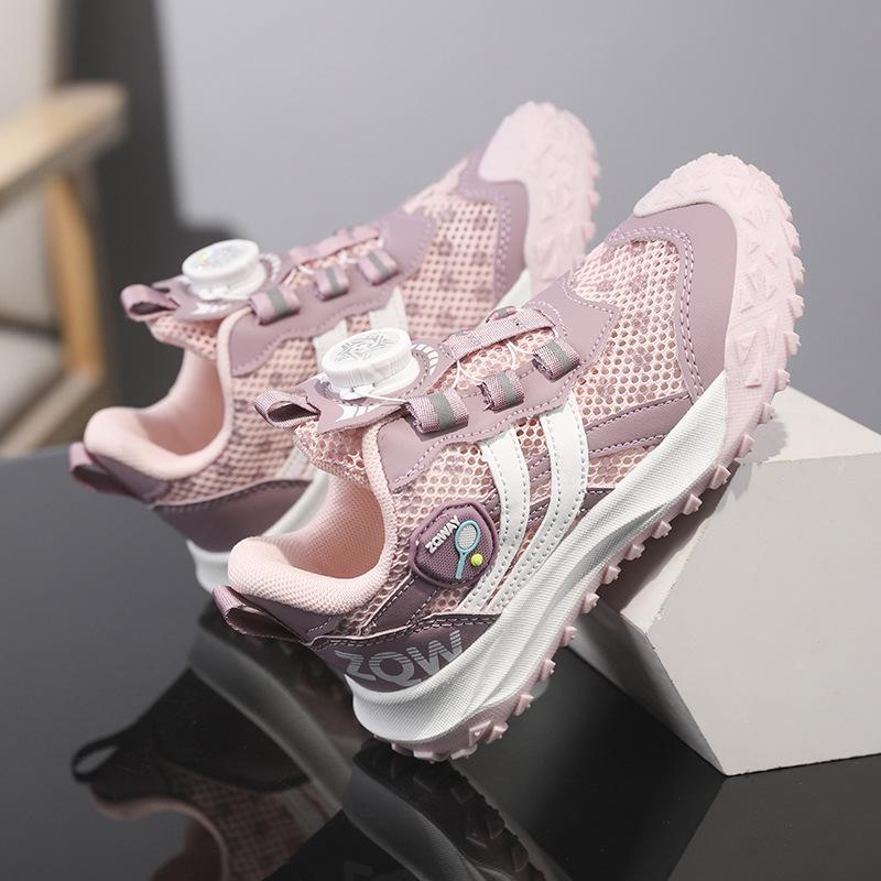 Classmate girls 2025 new spring children's purple sports shoes medium and older children's mesh breathable dad mesh shoes non-slip