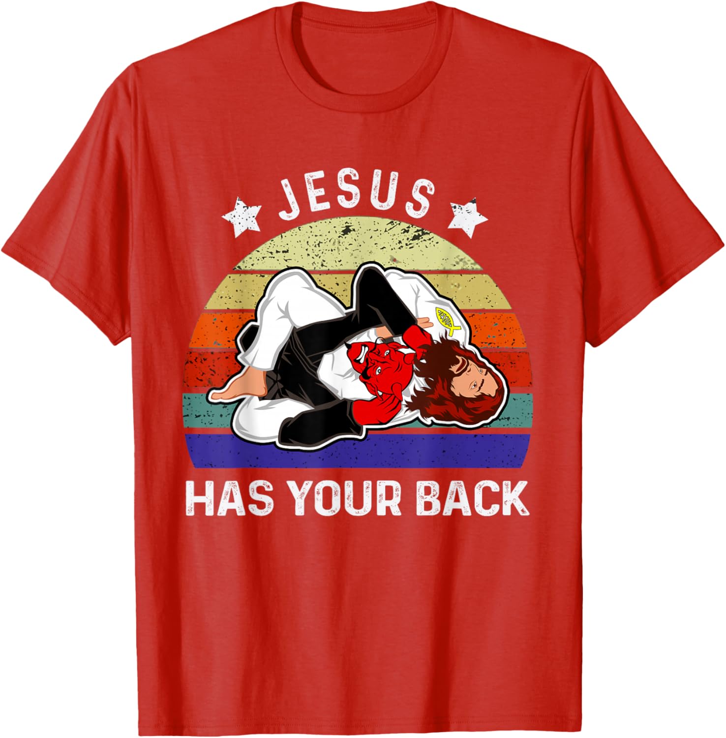 Brazilian Jiu Jitsu Jesus Jesus Has Your Back TShirt 100 Cotton ONeck Short Sleeve Summer Casual Mens Tshirt Streetwear S
