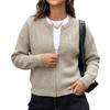 Herbst Pullover Rundhals Einfarbig Alltags Strick Cardigan mit Reißverschluss Jacke für Damen