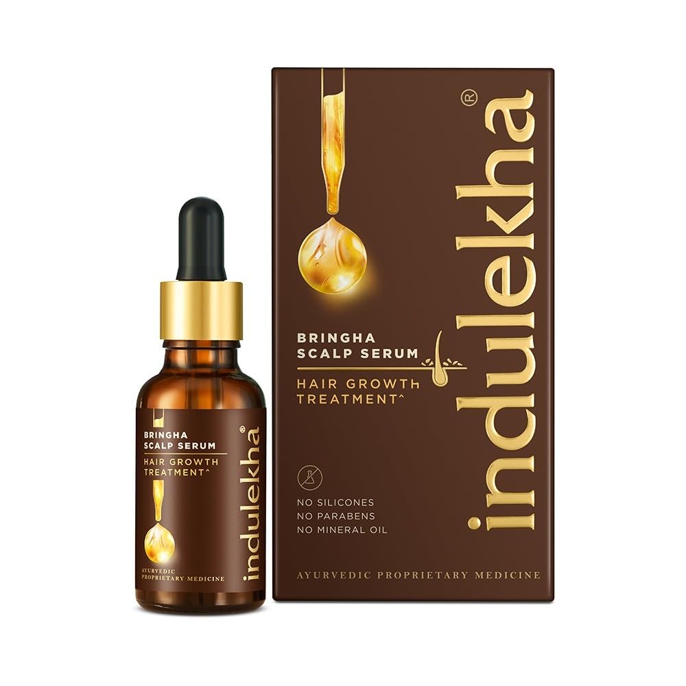 Indulekha Bringha Hair Growth Scalp Serum 30ml Pack Of 1 Lightweight Non Greasy Ayurvedic Formula For Stronger Fuller Healthier Hair