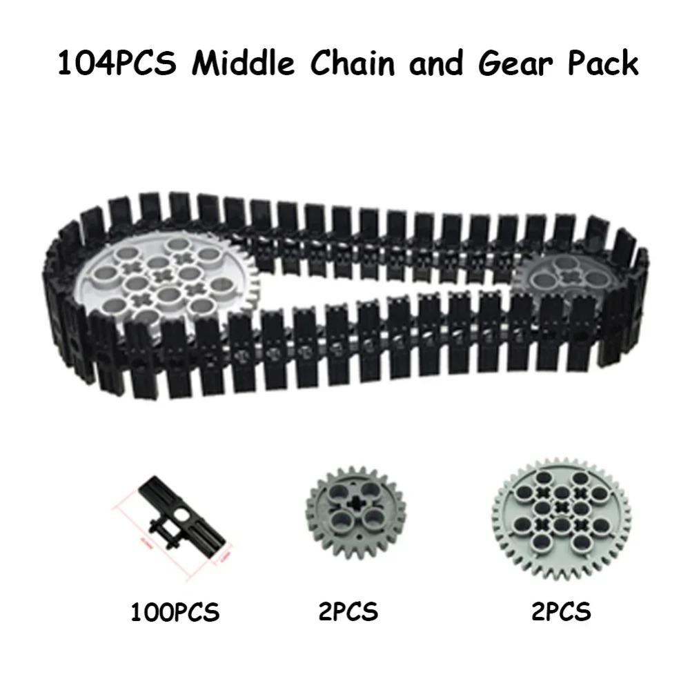 Legoeds-compatible Technical Tracks and Wheels Pack Gears and Axle Set Tank Chain Crawler for 3711 3873 57518 88323 15379 14696