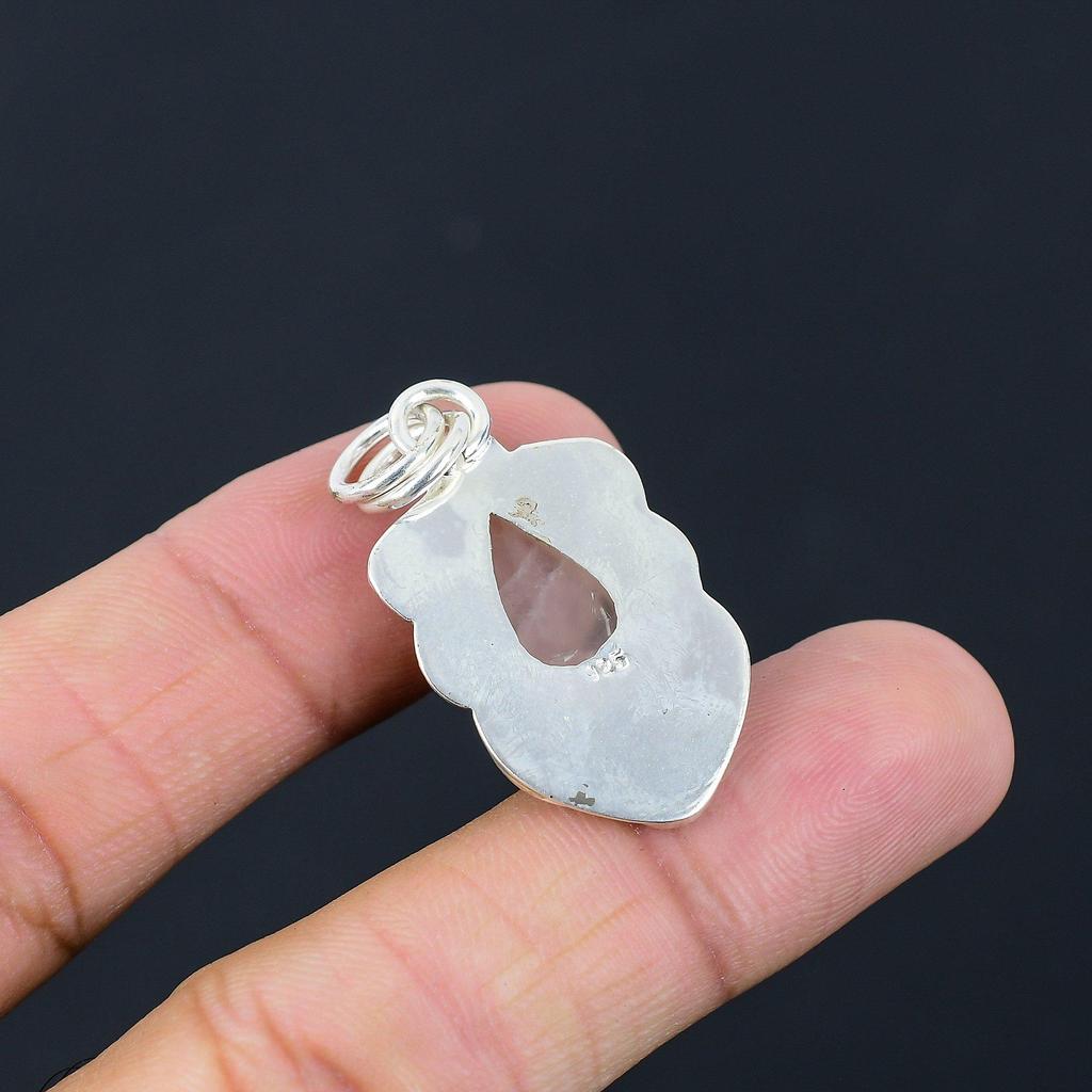 Gift For Women Jewelry Pendant 925 Sterling Silver Natural Rose Quartz Gemstone