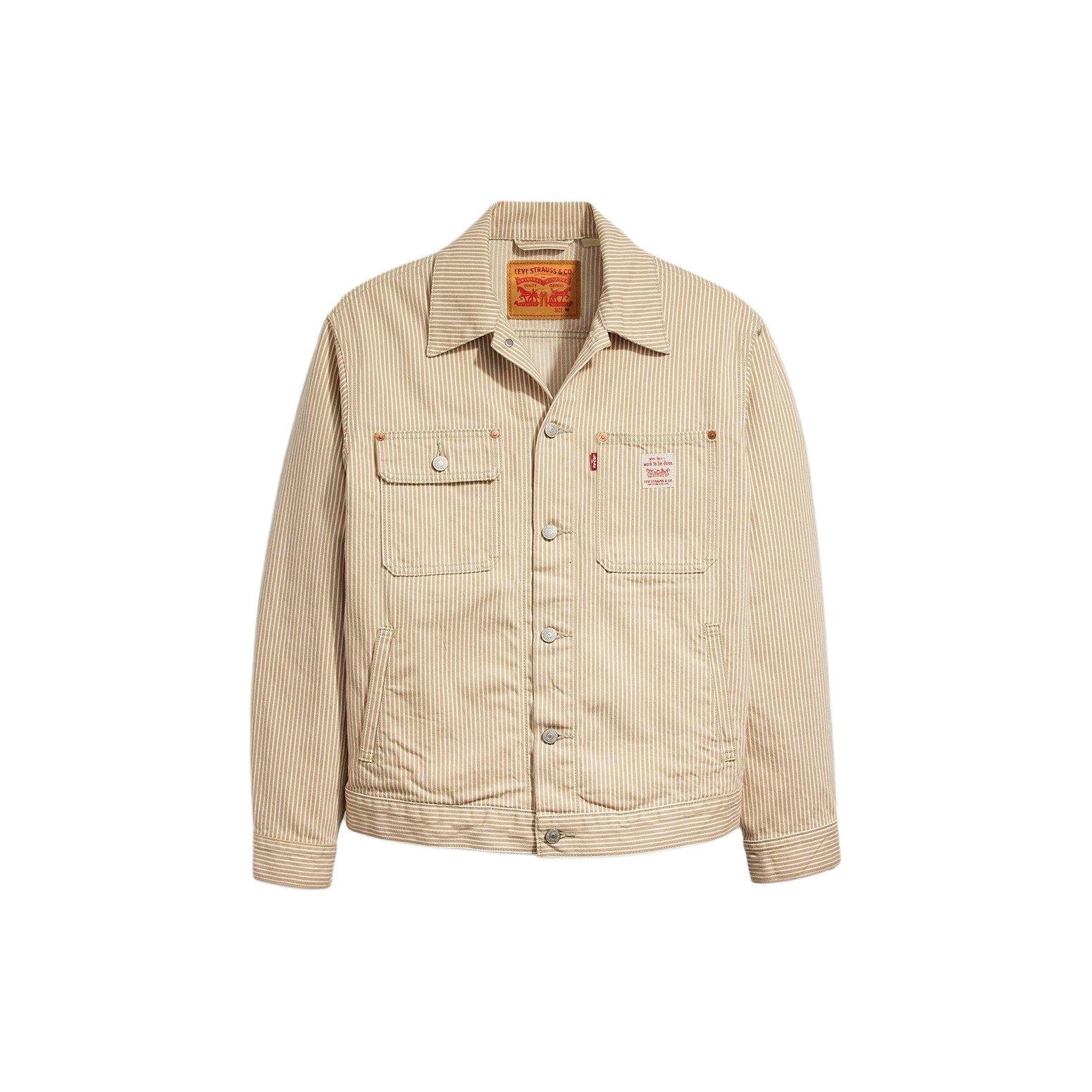 

Куртка дальнобойщика Levis Sunrise с полосатым лацканом, однобортная приталенная куртка, мужская куртка, хаки A4820-0010 M