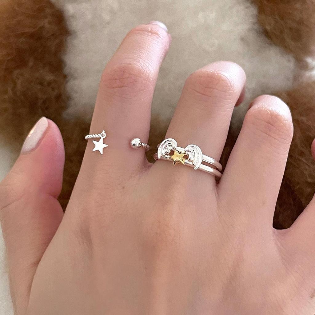 Süßer Engelsflügel Stern Ring: Stilvoller zu öffnender Indexfingerring für Damen
