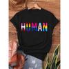 T-shirt con Stampa Arcobaleno Lesbico, Top Casual a Manica Corta con Girocollo per Estate e Primavera, Abbigliamento Donna