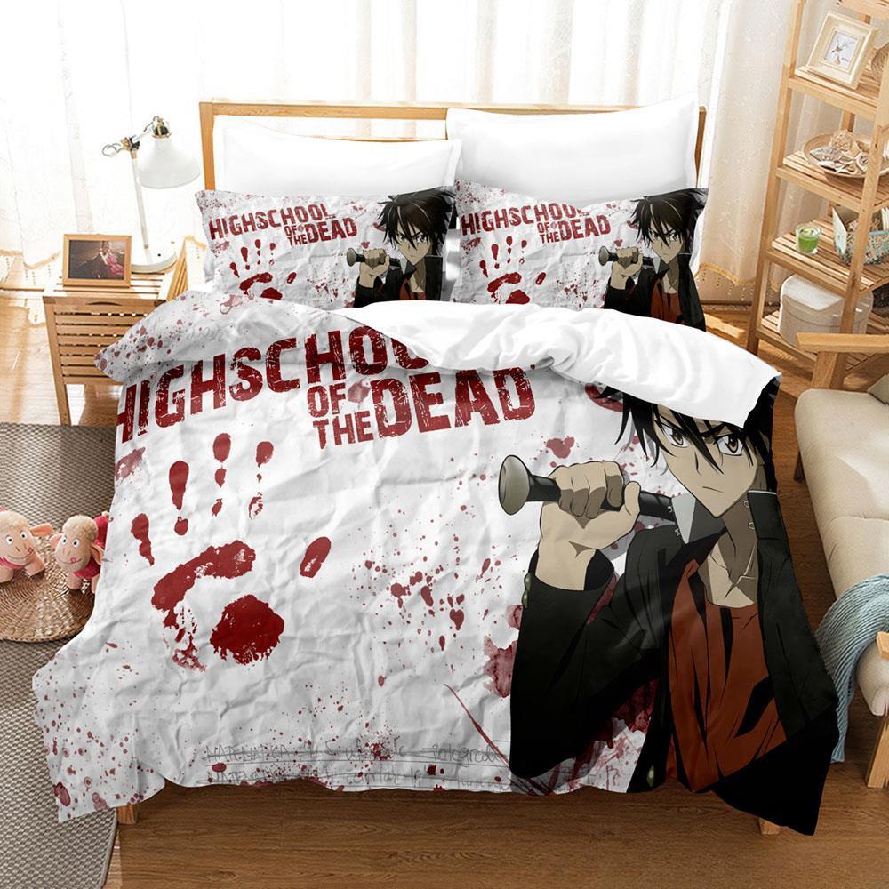 Anime Sexy Girl Highschool of the Dead Bedding Set Single Twin Full Queen King Size Bed Set Adult Kid Bedroom Duvet cover Sets