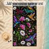 Birds Theme Soft Beach Towel Personalized Custom Name Text Towel Portable for Beach Pool Travel