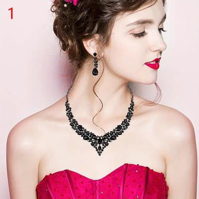 European and American Bridal Dress Banquet Accessories Set Water Drop Necklace Earrings Jewelry