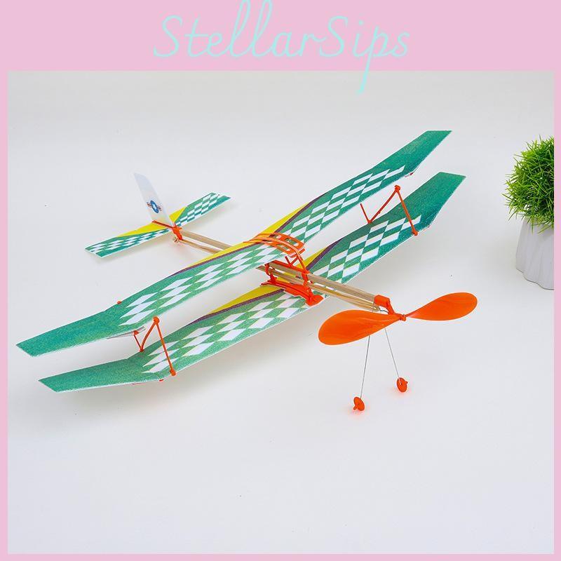 Rubber Band Powered Biplane Model Toy For Kids Aviation Enthusiasts Gift