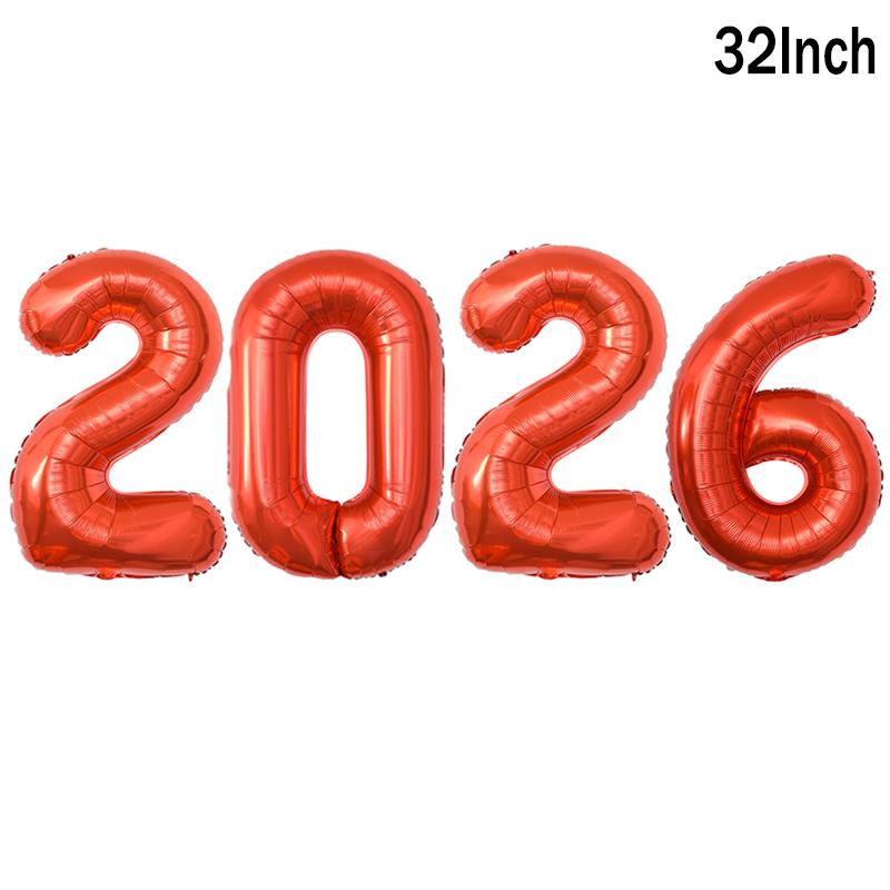 4pcs/set 2026 New Year Balloons Christmas Digital Foil Balloon Home Decor Chinese Spring Festival Baloon Navidad Party Supply