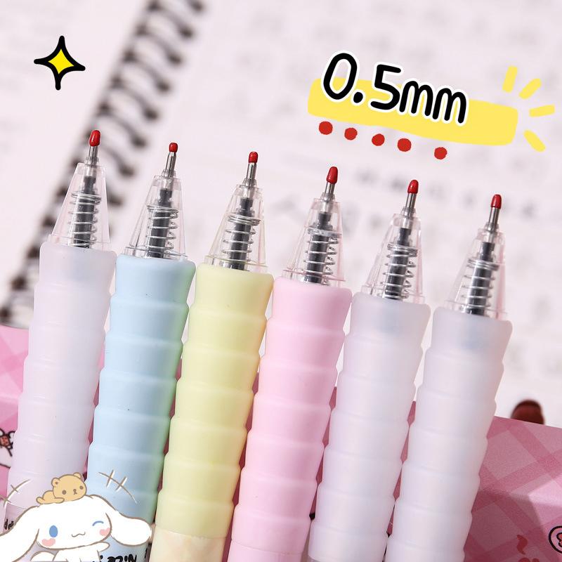 6Pcs/Box Gel Pen Quickly Dry Black Ink Write Smoothly School Supplies Office Accessories Aesthetic Stationery Kawaii Pens