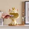 Lucky Cat Statue Sculpture Table Decoration Miniature Figurine Sundries Storage Box Modern Living Room Desk Home Decor Gift