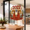 Non Adhesive Window Film 2027 Year Sheep Decal, Russian Happy New Static Sticker, Zodiac Decals Goat Glass Door Decor, Reusable PVC Holiday Decor for
