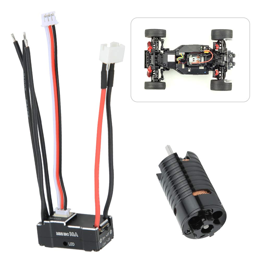 High Torque Brushless Motor 18A ESC Kit for 124, 128, 132 RC Mini-Z Cars (Black, 2500KV)