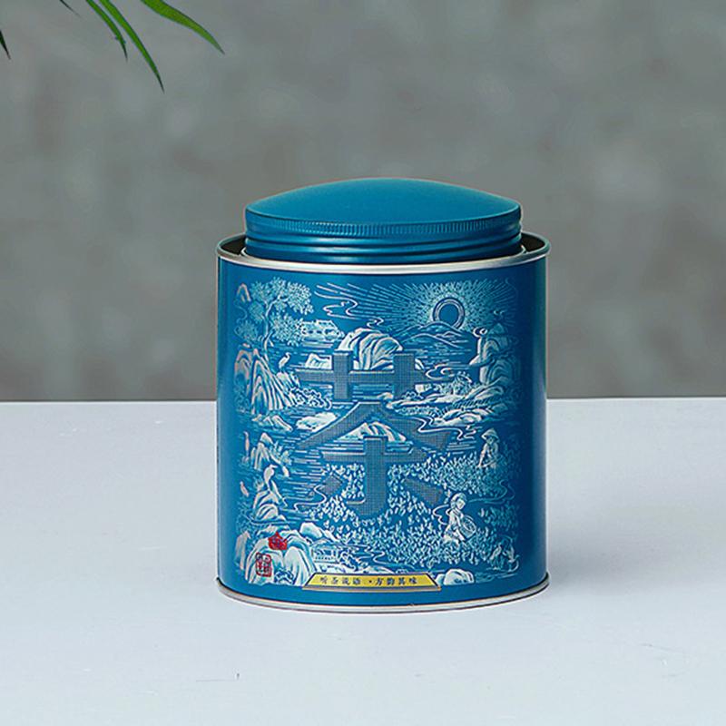 

Китайська бляшана банка для зберігання чаю Маленька герметична переносна банка для зберігання Контейнер для чаю Кована залізна звичайна банка для чаю Домашня прикраса синій