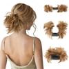 Postiche synthétique en chignon désordonné avec peigne latéral et clip pour femme, postiche court, naturel, polyvalent et réglable