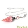Antique Silver Seven Chakra Crystal Pendulum with Semi-Precious Chips and Resin Hexagonal Cone Pendant