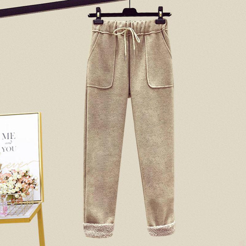 Ensemble 3 pièces pour femme automne hiver grande taille chaud en peluche sweat-shirt veste + pantalon épais et rembourré + veste sans manches