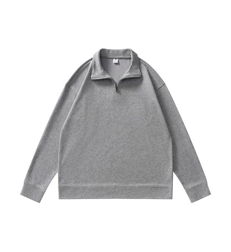 

Oatmeal Boyfriend Half-Zip Unisex Sweatshirt - Autumn/Winter Casual Style XL