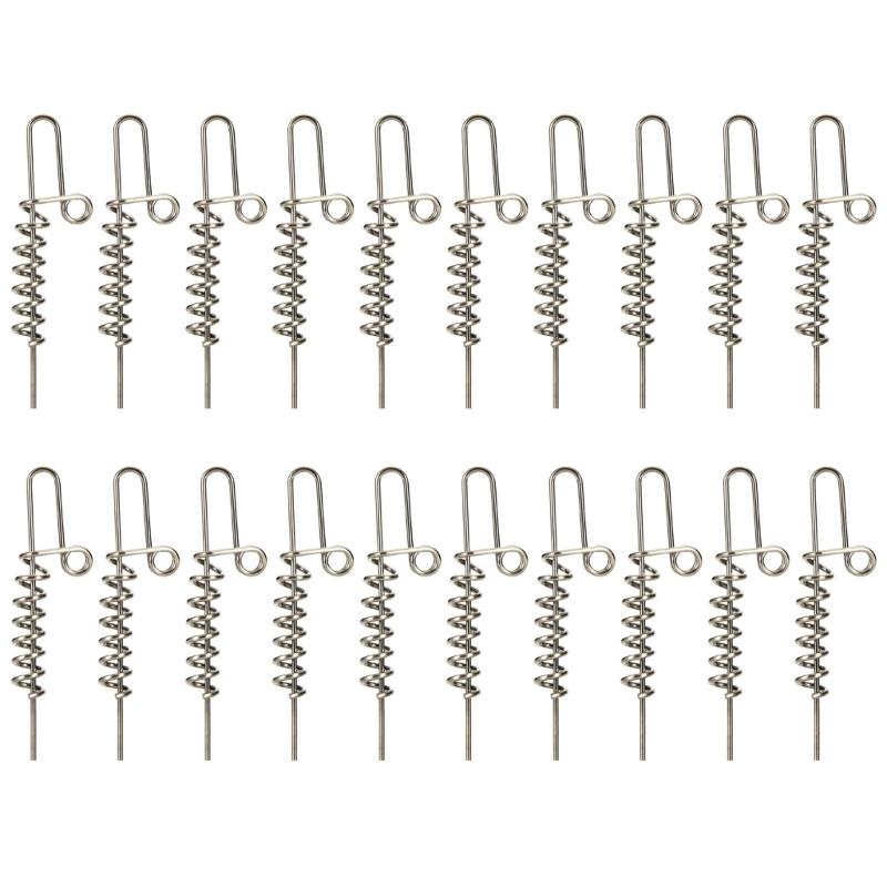 20Pcs Soft Fishing Lures Tools Worm Lures Spring Lock Pins Fixing Needle Tackle Soft Lures Pins Fishing Baits Connector Large