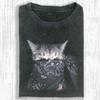 Bandana Cat Graphic T Shirt Unisex Casual Short Sleeve Tee Funny Cat Lover Fans Loose Streetwear Washed Tshirt Men Women