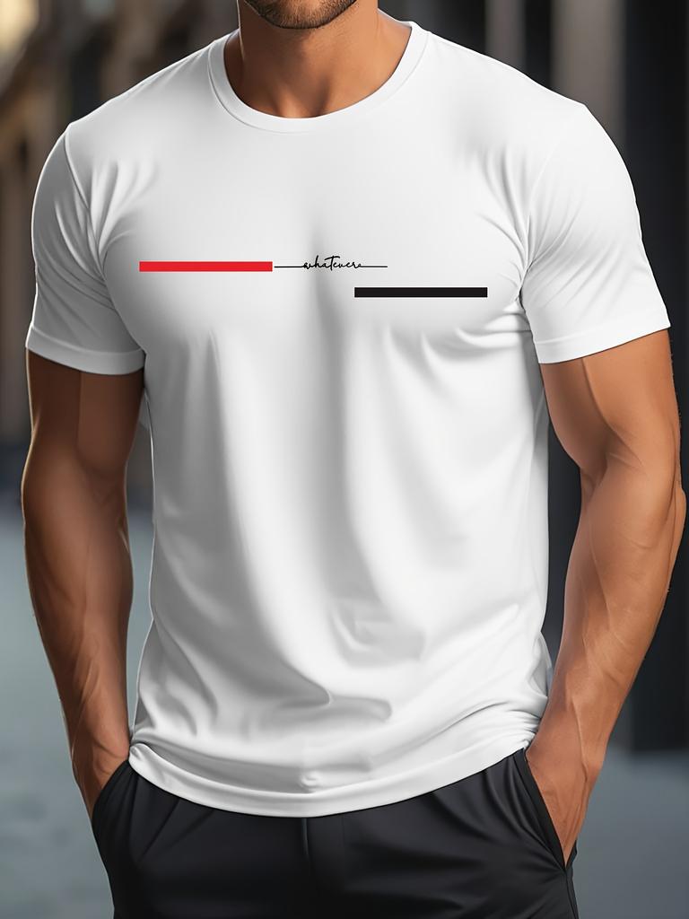 Men's Summer 100% Pure Cotton Fashionable Sports Casual Loose and Whatever Letter Printed Round Neck Short Sleeved T-shirt Top