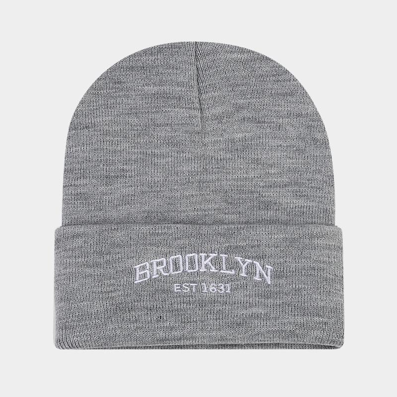 Men's and women's street trend letter embroidery knitted hat casual versatile loose outdoor cold hat big head circumference hat